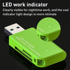 V30 / V60 / V90 USB3.1 Multifunction Card Reader Support SD / TF Card, Green, Tarnish