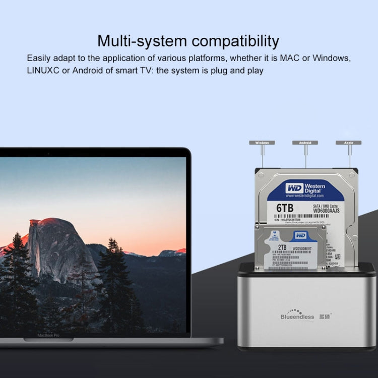 Blueendless 2.5 / 3.5 inch SATA USB 3.0 2 Bay Offline Copy Hard Drive Dock