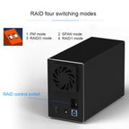 Blueendless Type-C / USB-C Interface 3.5 inch 2 Bay RAID Combination Array HDD External Enclosure, Type-C