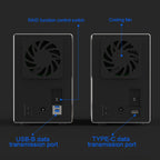 Blueendless Type-C / USB-C Interface 3.5 inch 2 Bay RAID Combination Array HDD External Enclosure, Type-C