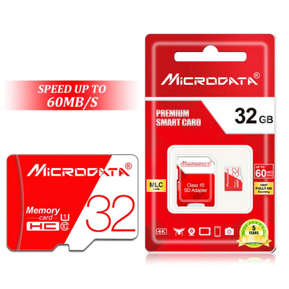 MICRODATA 32GB High Speed U1 Red and White TF Memory Card, 32GB