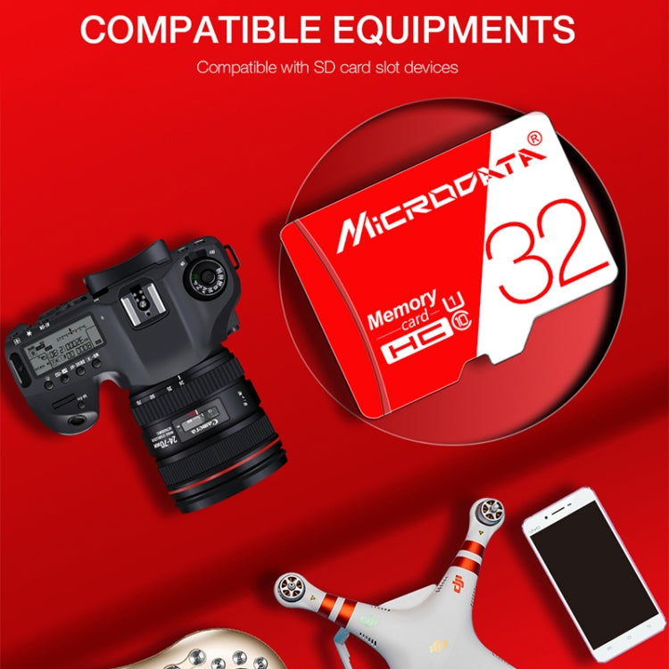 MICRODATA 32GB High Speed U1 Red and White TF Memory Card, 32GB