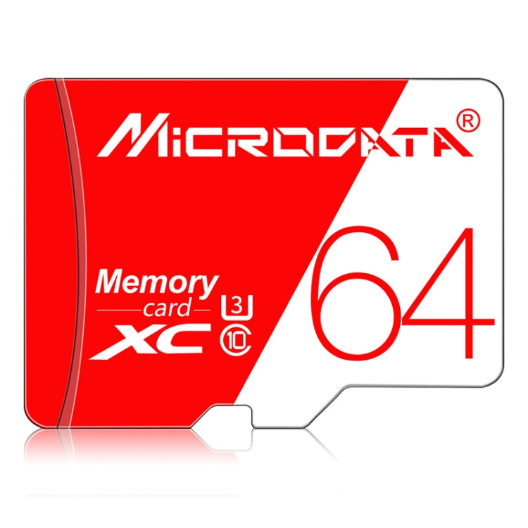 MICRODATA 64GB High Speed U3 Red and White TF Memory Card, 64GB
