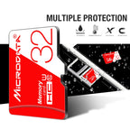 MICRODATA 128GB High Speed U3 Red and White TF(Micro SD) Memory Card, 128GB