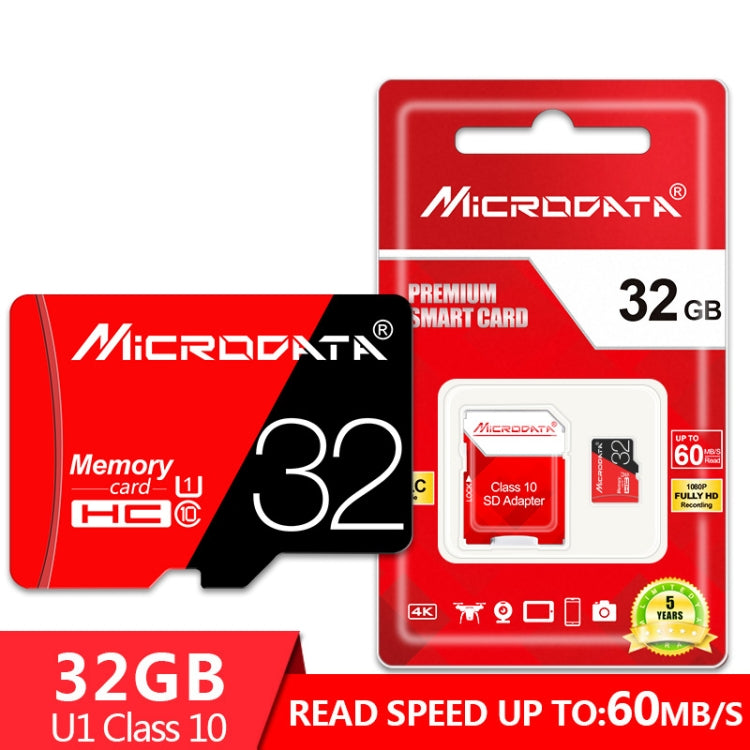 MICRODATA 32GB High Speed U1 Red and Black TF(Micro SD) Memory Card, 32GB