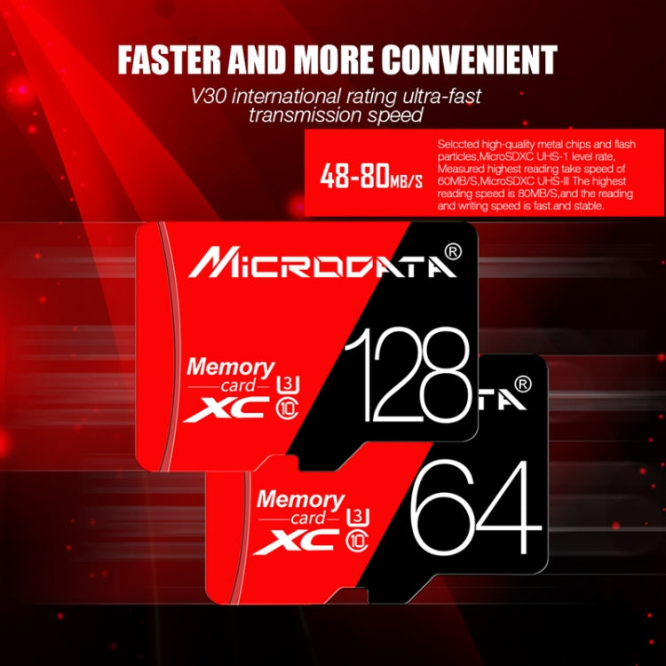 MICRODATA 32GB High Speed U1 Red and Black TF(Micro SD) Memory Card, 32GB