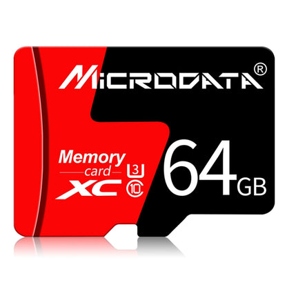 MICRODATA 64GB U3 Red and Black TF Memory Card, 64GB