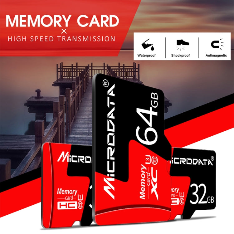 MICRODATA 64GB U3 Red and Black TF Memory Card, 64GB