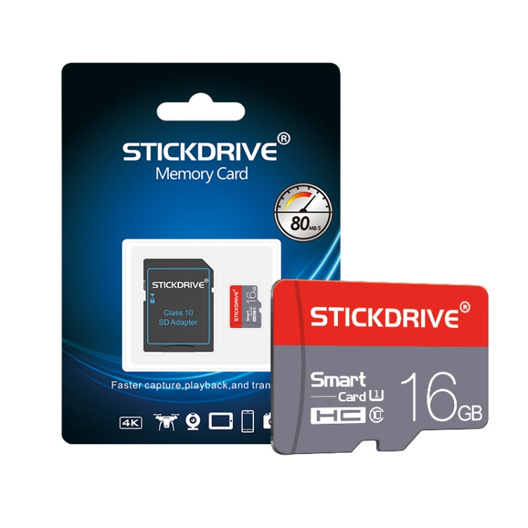 STICKDRIVE 16GB U1 Red and Grey TF Memory Card, 16GB
