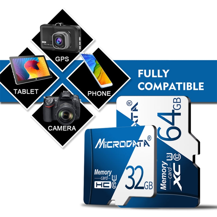 MICRODATA 32GB U1 Blue and White TF(Micro SD) Memory Card, 32GB