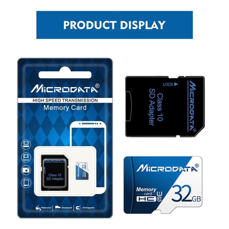 MICRODATA 32GB U1 Blue and White TF(Micro SD) Memory Card, 32GB