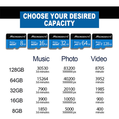 MICRODATA 32GB U1 Blue and Black TF Memory Card, 32GB