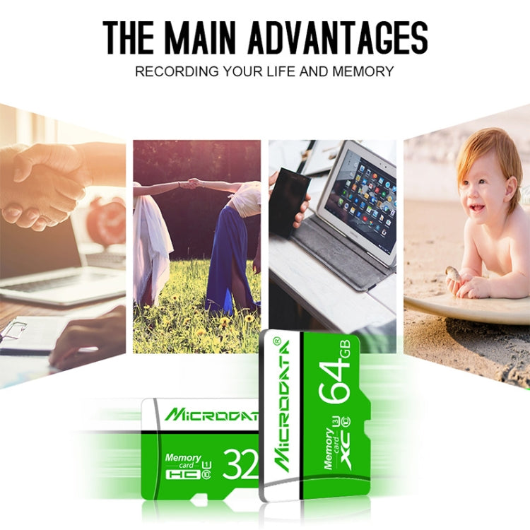 MICRODATA 16GB U1 Green and White TF Memory Card, 16GB