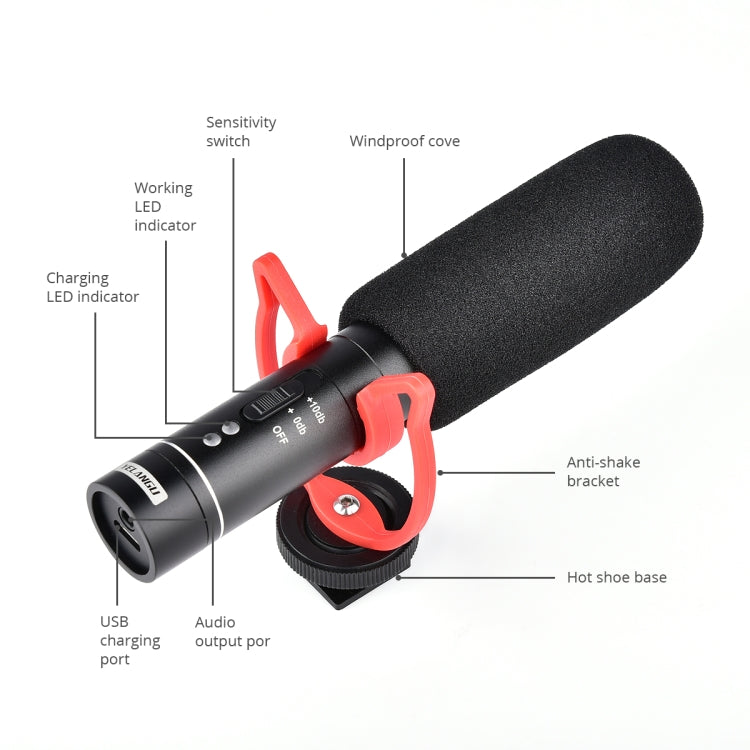 YELANGU MIC015 Professional Interview Condenser Video Shotgun Microphone with 3.5mm Audio Cable for DSLR & DV Camcorder