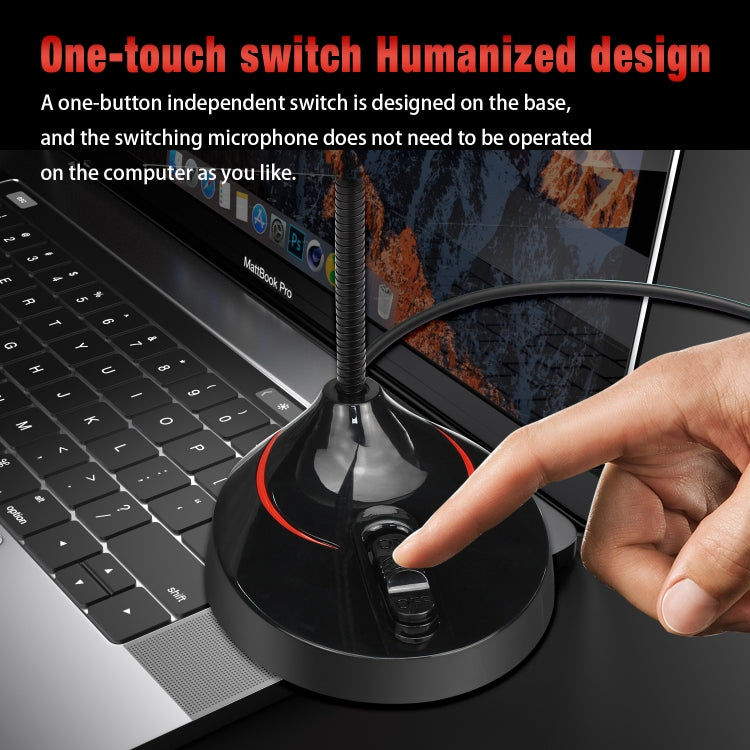 HXSJ F12 360 Degrees Bendable Drive-free USB Computer Microphone, Cable Length: 2.2m