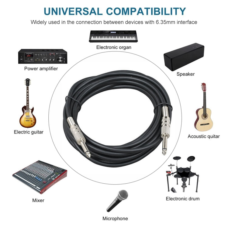 1.8m  1/4 inch (6.35mm) Male to Male Shielded Jack Mono Plugs Audio Patch Cable, 1.8m M to M