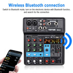 TEYUN NA4 4-channel Small Mixing Console Mobile Phone Sound Card Live Broadcast Computer Recording Console Processor, US Plug, NA4 US Plug