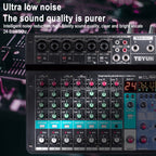 TEYUN NA8 8-channel Small Mixing Console Mobile Phone Sound Card Live Broadcast Computer Recording Console Processor, US Plug, NA8 US Plug