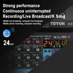 TEYUN NA8 8-channel Small Mixing Console Mobile Phone Sound Card Live Broadcast Computer Recording Console Processor, US Plug, NA8 US Plug