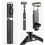 Q12 Hidden Design Reinforced Bluetooth Remote Control Tripod Selfie Stick, Q12 (Black)