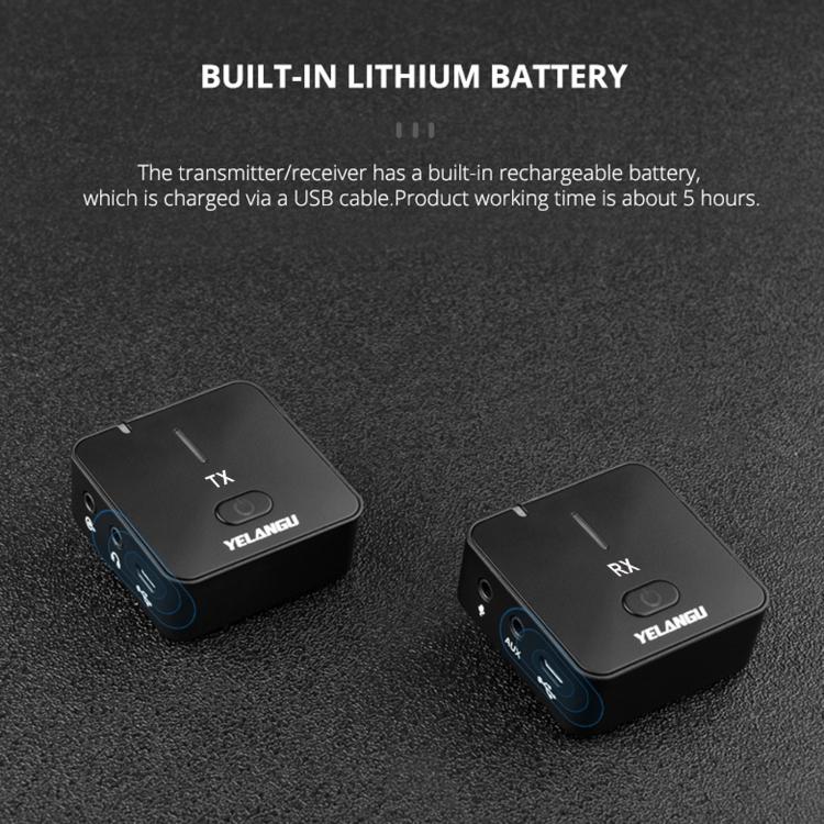 YELANGU MX5S 2.4G Live Broadcast Interview Wireless Recording Camera Microphone, 1 Receiver to 2 Transmitter, 1 Receiver to 2 Transmitter