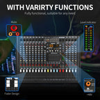 XTUGA B1404FX 14 Channels Bluetooth Audio Mixer Digital DJ Controller Sound Mixing Console, B1404FX