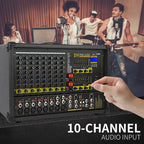 XTUGA PM1202 900W 10 Channel Stage Power Mixer 24Bit Multil-FX Processor Dual 99 DSP Effect DJ Amplifier, PM1202