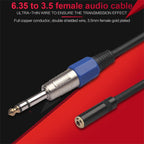 3094MF-03 6.35mm Male to 3.5mm Female Audio Cable, Length: 0.3m, 3094MF-03 6.35mm Male to 3.5mm Female