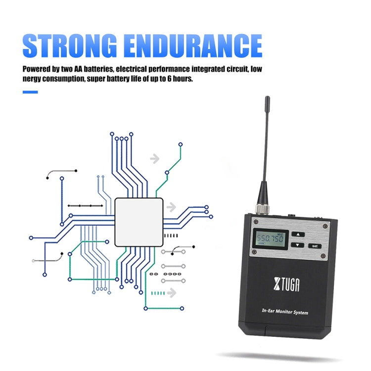 XTUGA IEM1100 UHF Wireless Stage Singer In-Ear Monitor System Single BodyPack Receiver