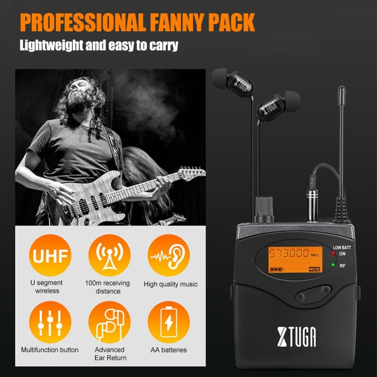 XTUGA RW2080 902-928MHz UHF Wireless Stage Singer In-Ear Monitor System Single BodyPack Receiver, RW2080 Receiver Bodypack 902-928MHz