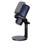 FEELWORLD VM1 USB Condenser Gaming Microphone for Streaming Noise Cancellation Mute RGB Light Desktop Stand, VM1-XS