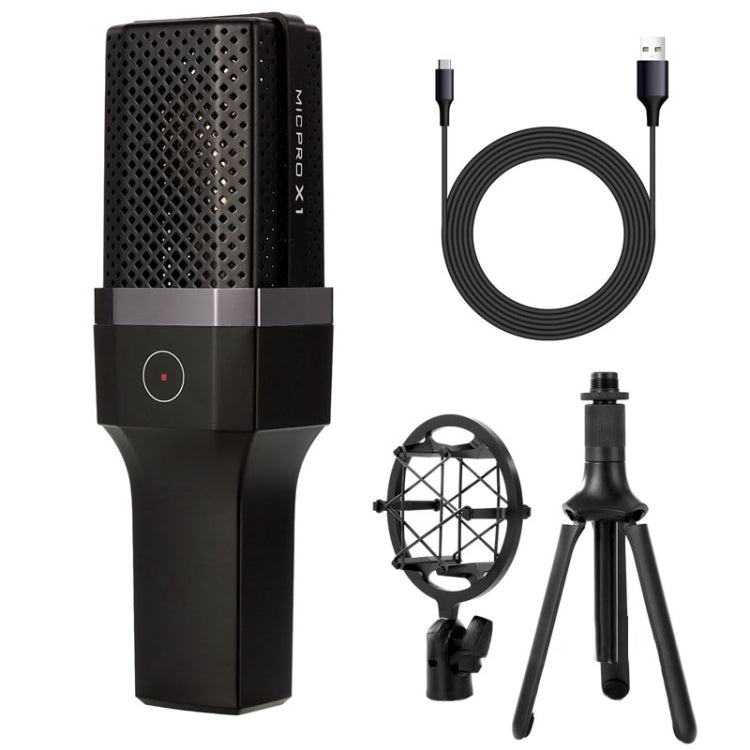 Yanmai X1 4 in 1 Foldable Lifting Professional Desktop Live Broadcast Cardioid Pointing Condenser Recording Microphone Set with Blowout Net & Shockproof Mount & 1.8m USB-C / Type-C Cable, X1