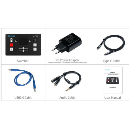 FEELWORLD L1 PLUS Multi-camera Video Mixer Switcher Touch Screen PTZ Control USB3.0 Fast Streaming Switcher, L1 PLUS