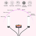 RK39 Portable Tri-color Adjustable Brightness Double Arms Fill Light with Phone Clip
