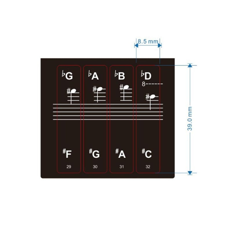 2 PCS 88 / 61 / 54 / 49 Keys Piano Electronic Organ Keyboard Hand Roll Piano Notation Musical Scale Transparent Sticker, 2 PCS Musical Scale Transparent Sticker