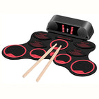 Portable Adult Beginner Children Hand Roll Electronic Drum, Electronic Drum(Black)