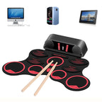 Portable Adult Beginner Children Hand Roll Electronic Drum, Electronic Drum(Black)