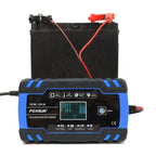 FOXSUR 12V-24V Car Motorcycle Truck Repair Battery Charger AGM Charger, EU Plug (Blue), EU Plug Blue