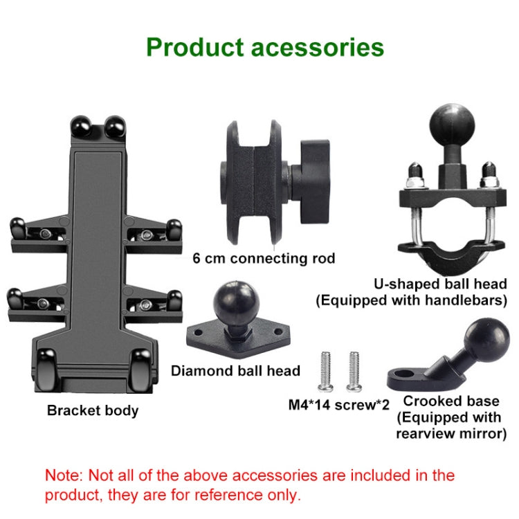 M8 Bolt Ball-Head Motorcycle Multi-function Eight-jaw Aluminum Phone Navigation Holder Bracket, M8 Bolt