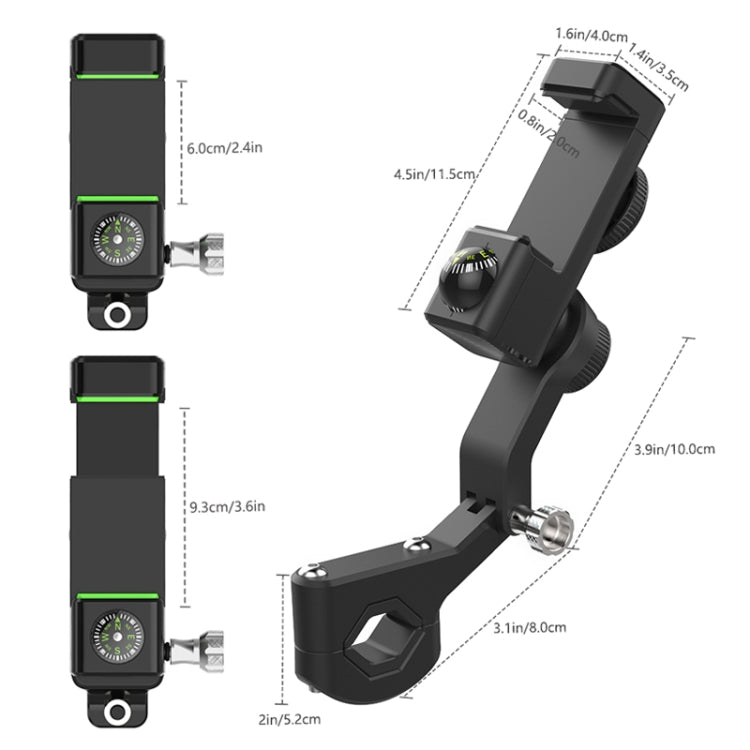 Motorcycle Spherical Compass Phone Holder, Handlebar without Light, Handlebar without Light (Black), Handlebar without Light (Green)