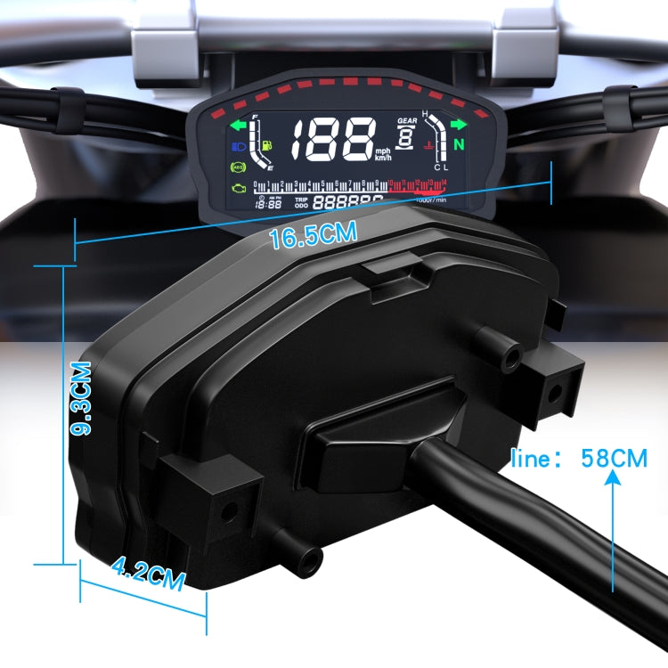 CS-1089A1 Motorcycle Modified Multi-function LCD Color Screen Odometer Tachometer, CS-1089A1