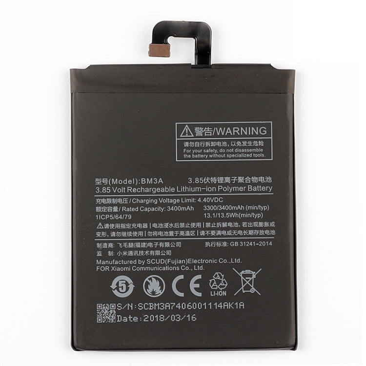 BM3A 3400mAh for Xiaomi Mi Note 3 Li-Polymer Battery, For Xiaomi Mi Note 3