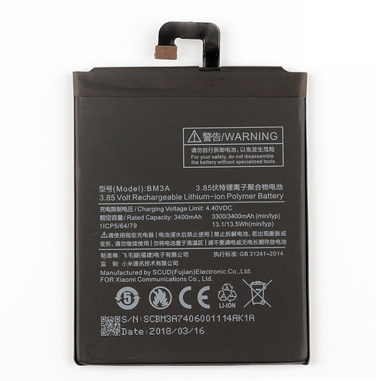 BM3A 3400mAh for Xiaomi Mi Note 3 Li-Polymer Battery, For Xiaomi Mi Note 3