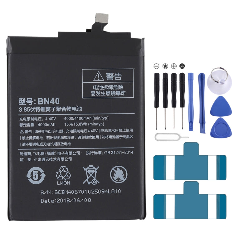 4000mAh BN40 for Xiaomi Redmi 4 Prime Li-Polymer Battery, For Redmi 4 Prime