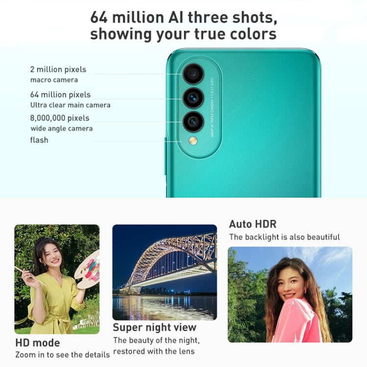 Triple Back Cameras, Side Fingerprint Identification, 6.6 inch HarmonyOS 2.0 Octa Core, Network: 4G, OTG, Not Support Google Play, 128GB