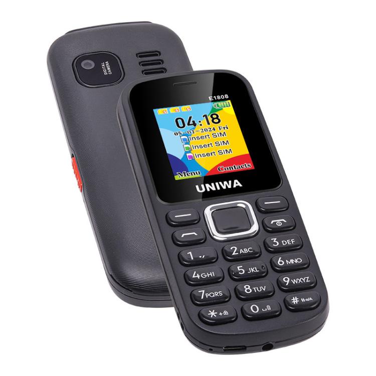 UNIWA E1808 Elder Keypad Phone, 1.77 inch SC6531E, LED Flashlight, 21 Keys, Network: 2G, Triple SIM, EU Plug
