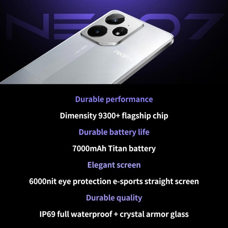 Realme Neo7, 12GB+512GB, 6.78 inch Android 15 / Realme UI 6.0 MediaTek Dimensity 9300+ Octa Core, NFC, Network: 5G, Support Google Play, Realme Neo7, 12GB+512GB