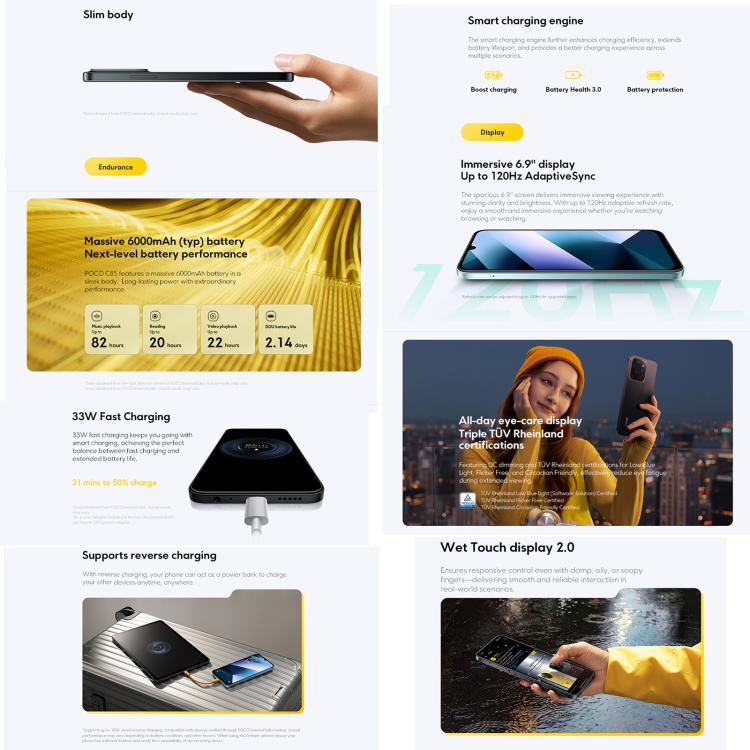 Xiaomi POCO C85 Global, 6GB+128GB, Side Fingerprint, 6.9 inch Xiaomi HyperOS 2 MediaTek Helio G81-Ultra Octa Core, NFC, Network: 4G, 6GB+128GB
