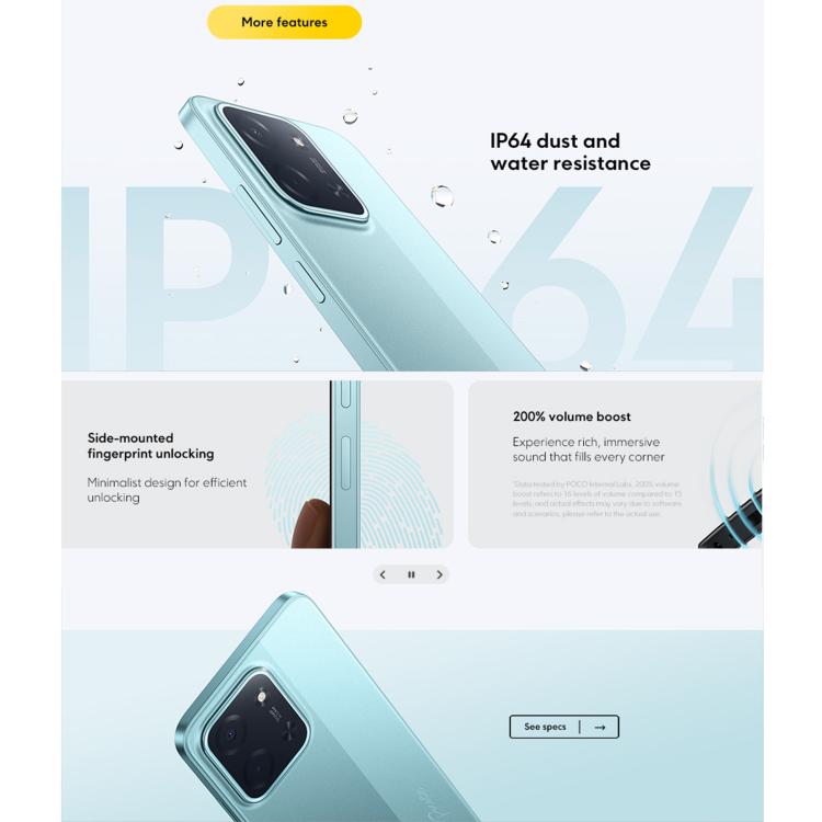 Xiaomi POCO C85 Global, 6GB+128GB, Side Fingerprint, 6.9 inch Xiaomi HyperOS 2 MediaTek Helio G81-Ultra Octa Core, NFC, Network: 4G, 6GB+128GB
