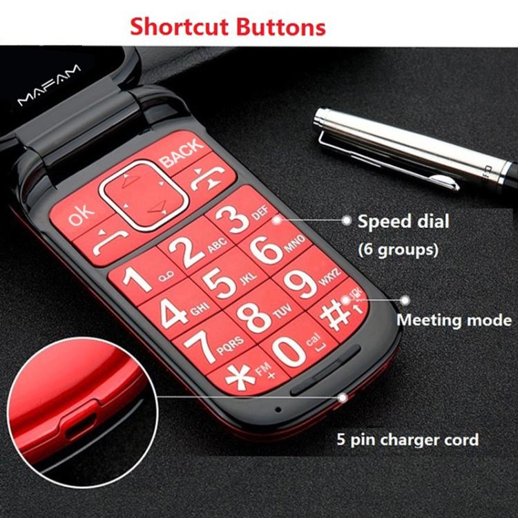 Mafam F899 Flip Phone, 2.4 inch, 32MB+32MB, Support FM, SOS, GSM, Family Number, Big Keys, Dual SIM, UK Plug, UK Plug